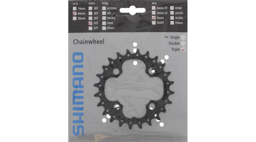 Shimano Deore 10-fach Kettenblatt 24 Zähne schwarz FC-M590 1 Shimano Deore 10-fach Kettenblatt 24 Zähne schwarz FC-M590